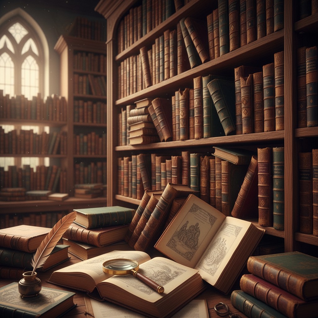 Une image de livres et de confort dans une bibliothèque calme, evocatrice de concentrations profondes.